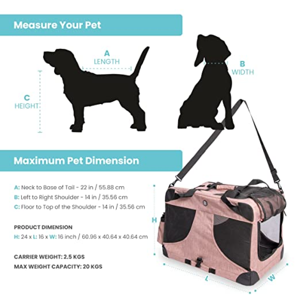 Fofos Comfort Premium Outdoor Carrier for Pets (Light Pink)