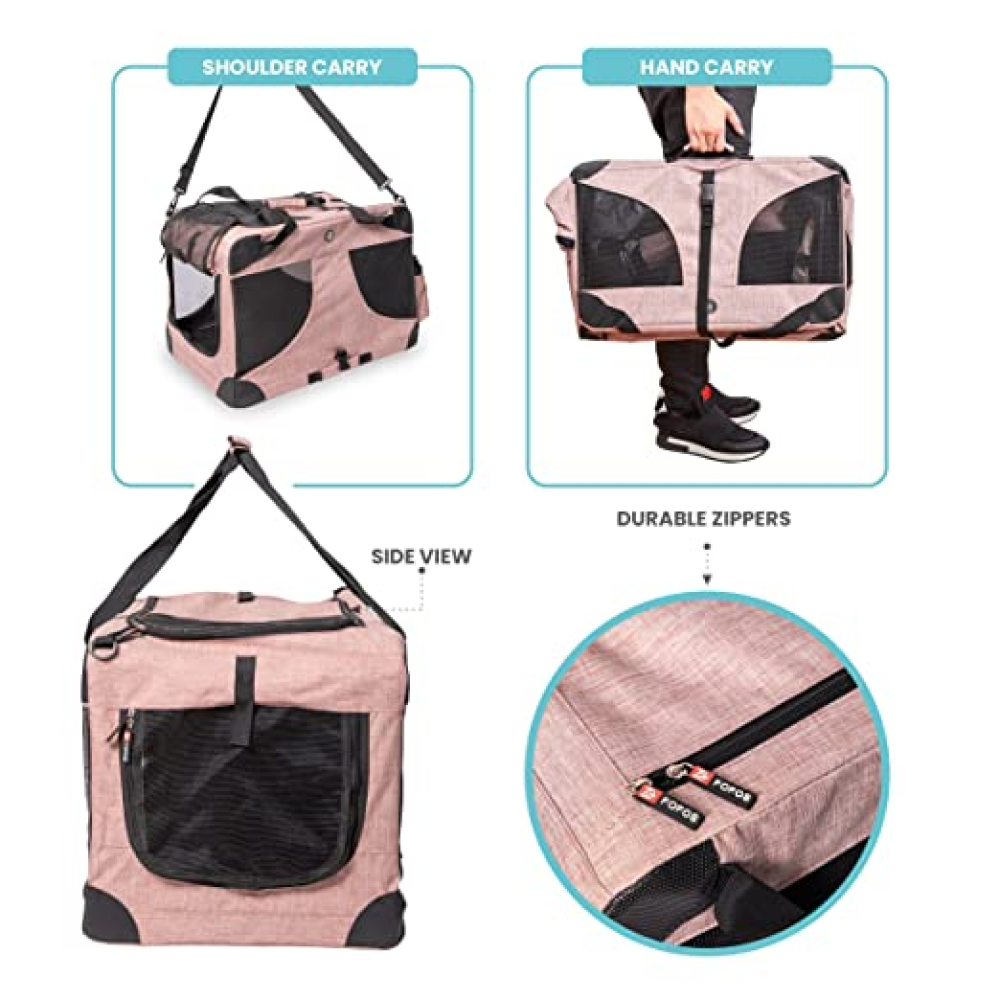 Fofos Comfort Premium Outdoor Carrier for Pets (Light Pink)