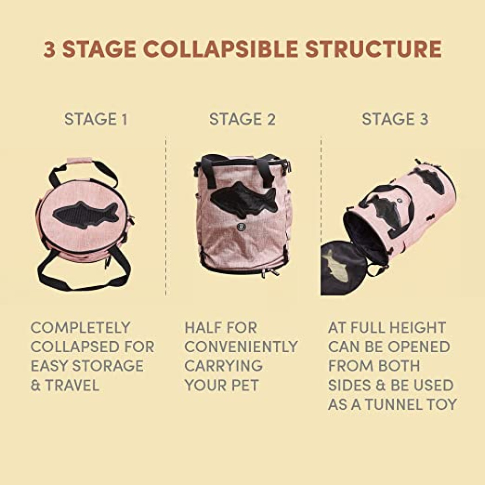 Fofos Comfort 2 in 1 Tunnel & Carrier for Pets (Light Pink)