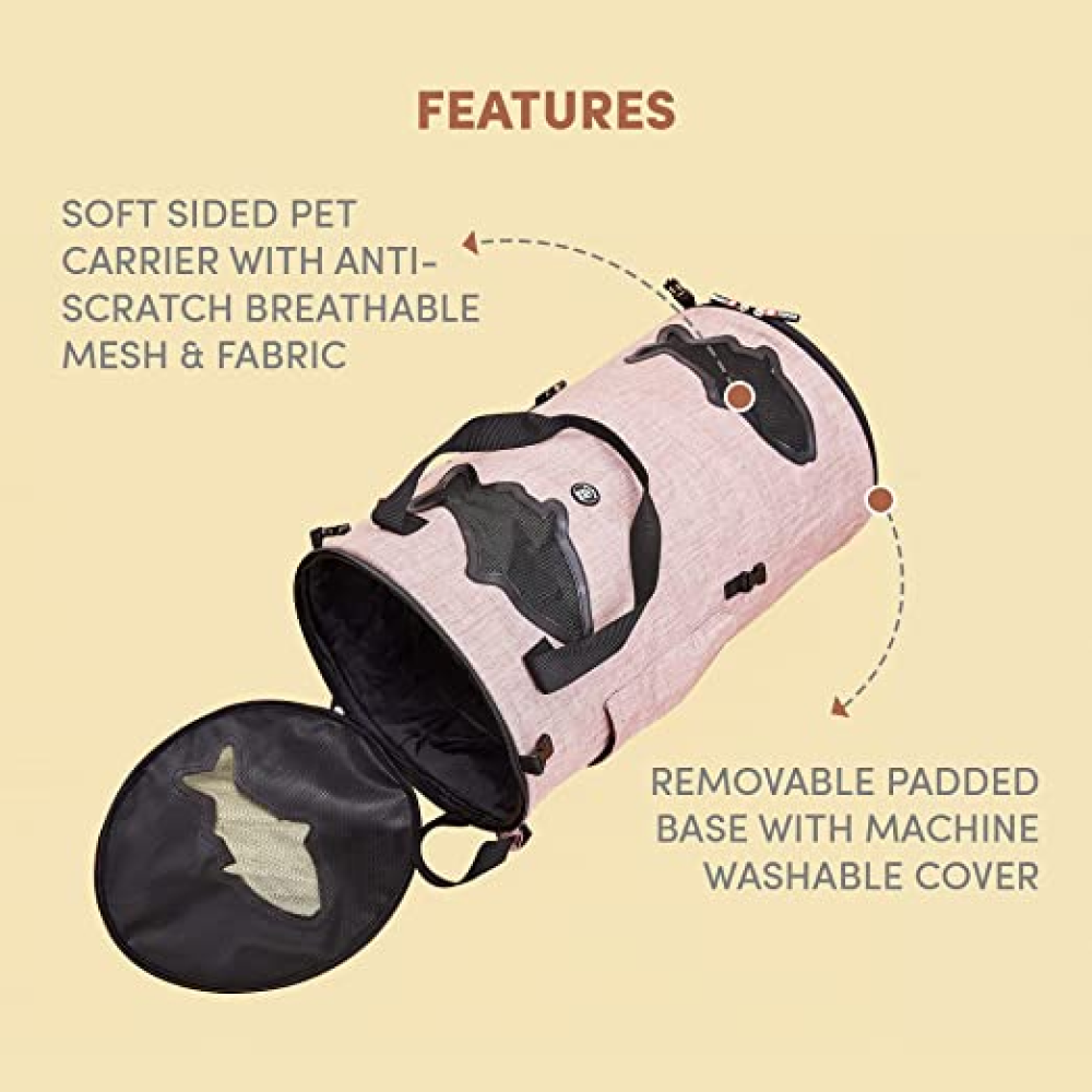 Fofos Comfort 2 in 1 Tunnel & Carrier for Pets (Light Pink)