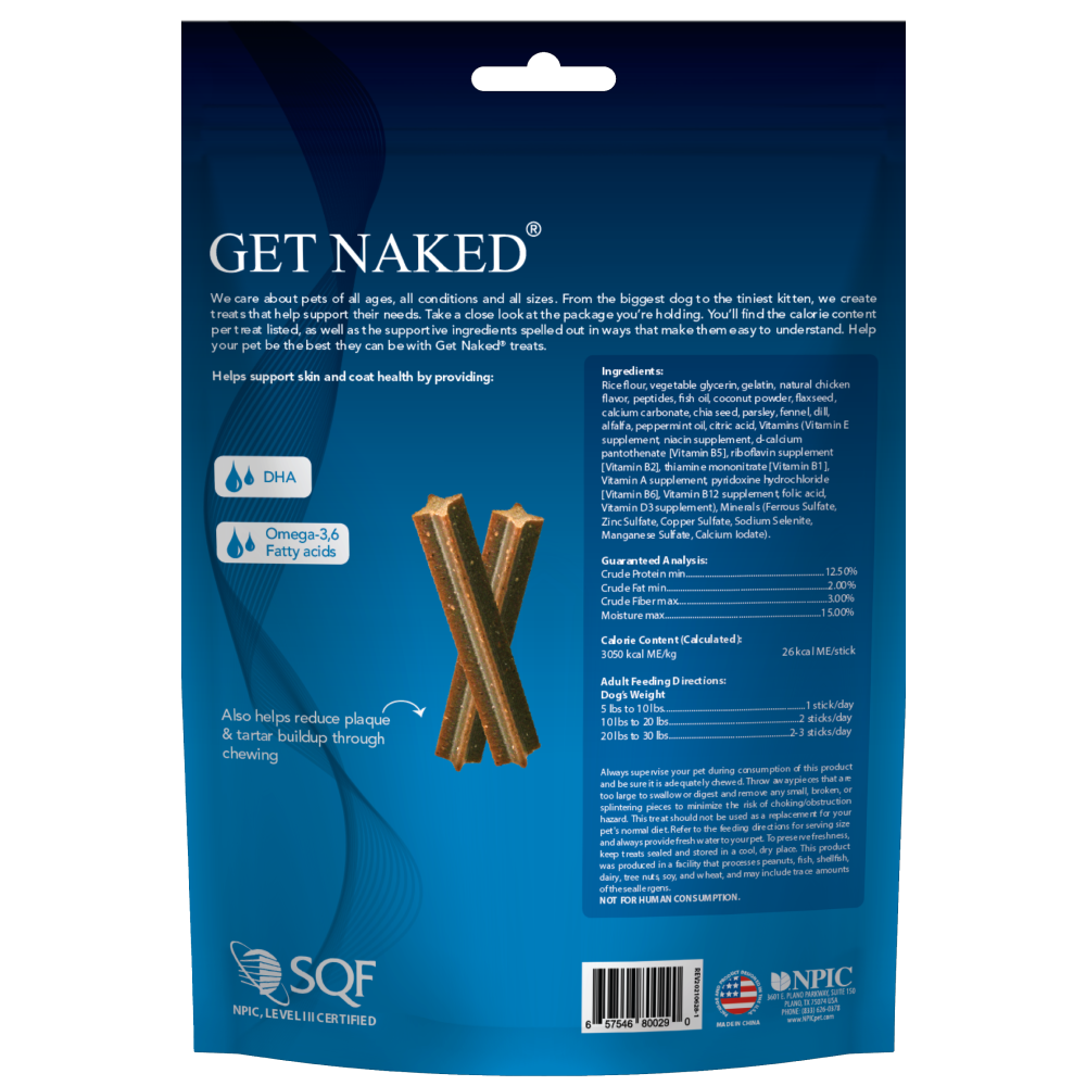 Get Naked Chicken Flavour Skin And Coat Health Dog Treats