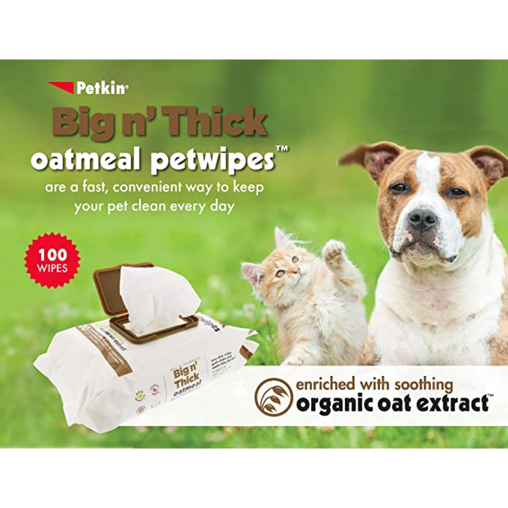Petkin Big N Thick Oatmeal Petwipes for Pets (18x28cm)