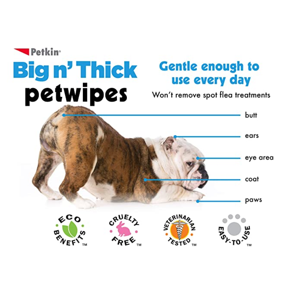Petkin Big N Thick Petwipes for Pets (18x28cm)