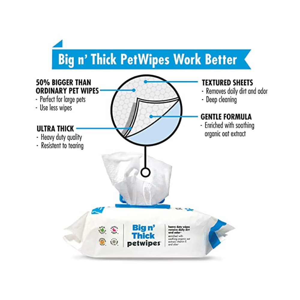 Petkin Big N Thick Petwipes for Pets (18x28cm)