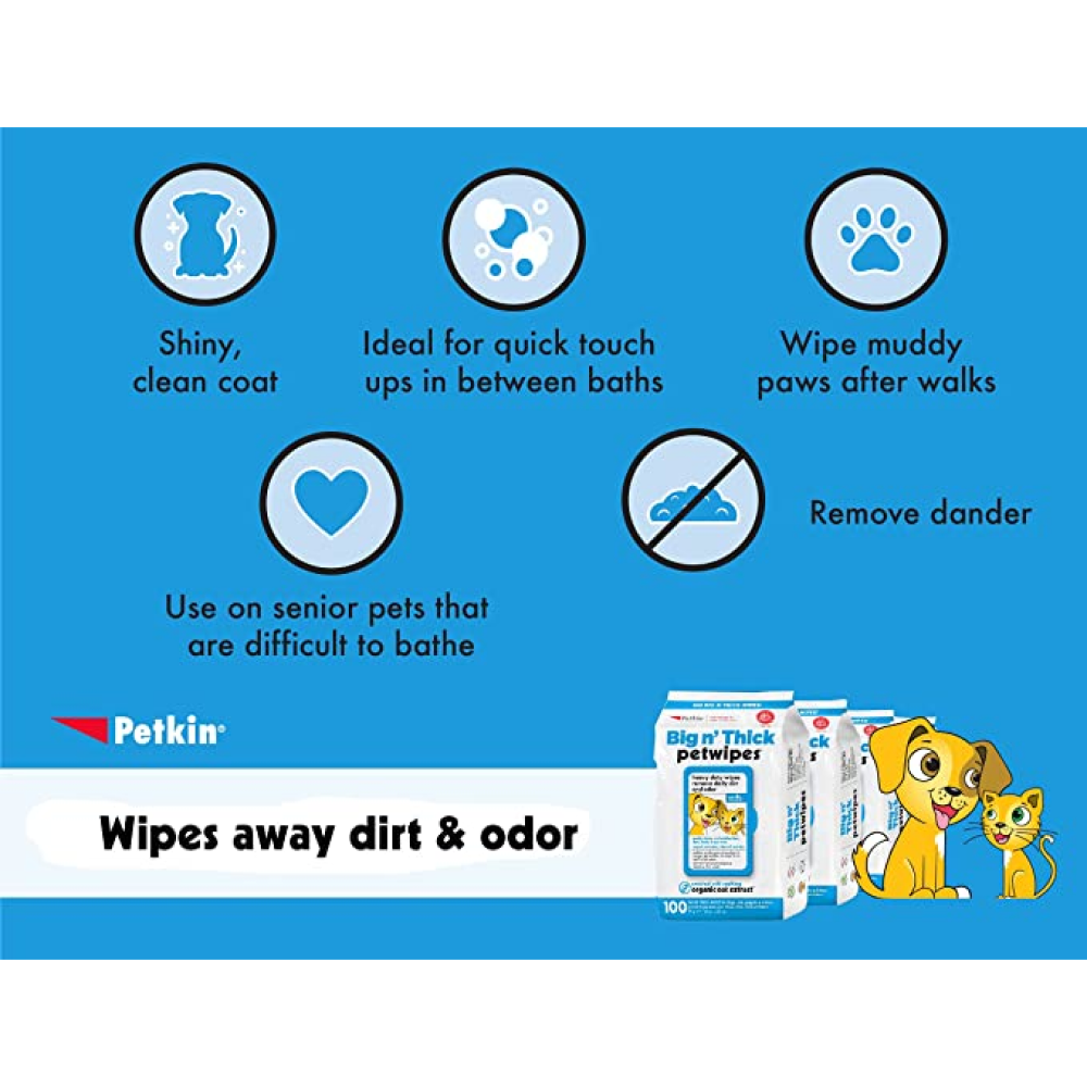 Petkin Big N Thick Petwipes for Pets (18x28cm)
