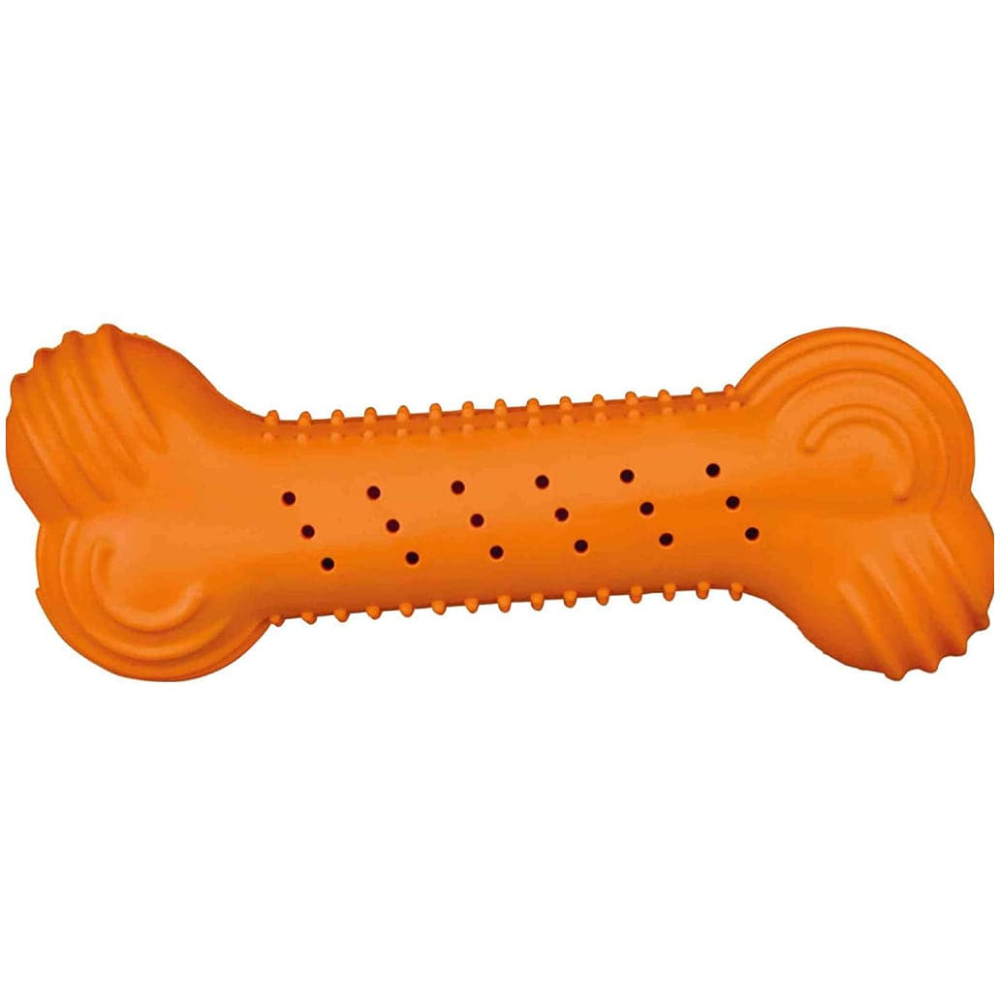 Trixie Natural Rubber Rustling Bone Toy for Dogs (Orange)