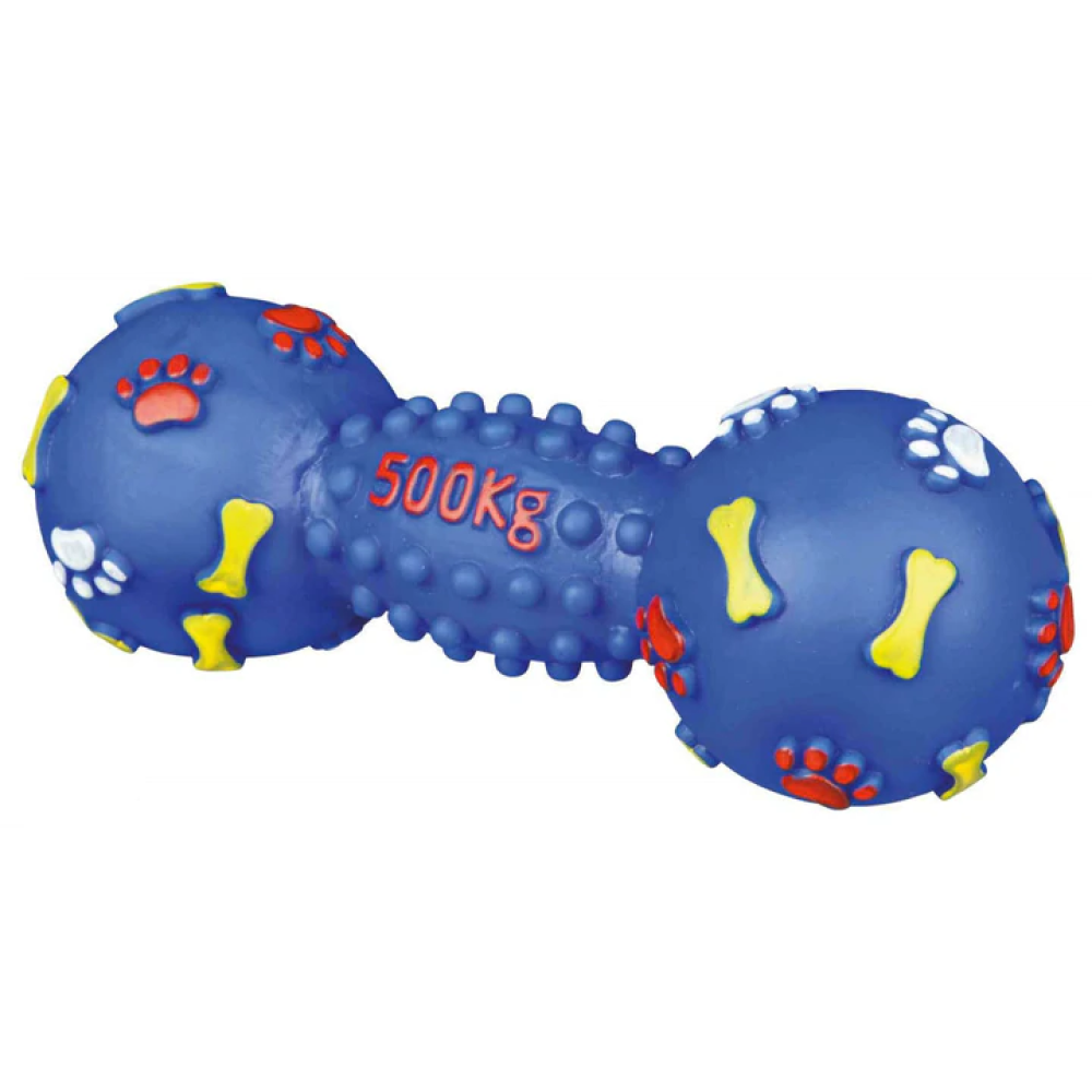 Trixie Smiley Dumbbell Shaped Vinyl Toy for Dogs (Blue)