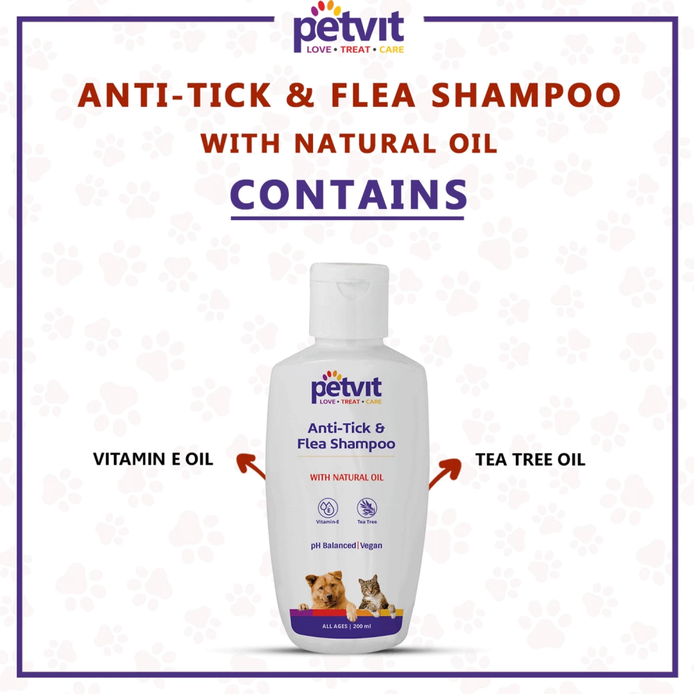 Petvit Anti-Tick - Flea - Larvae - Lice - Mosquito Shampoo for Pets (Buy 1 Get 1 Free)