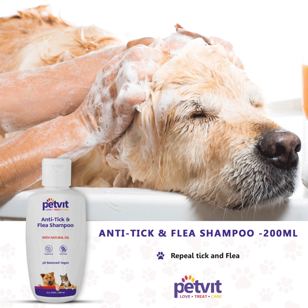 Petvit Anti-Tick - Flea - Larvae - Lice - Mosquito Shampoo for Pets
