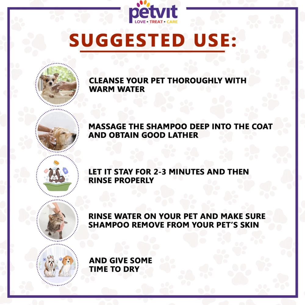 Petvit Anti-Tick - Flea - Larvae - Lice - Mosquito Shampoo for Pets