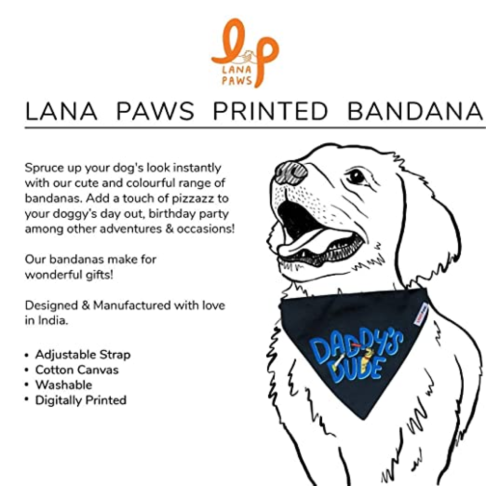 Lana Paws Daddys Dude Adjustable Dog Bandana/Scarf
