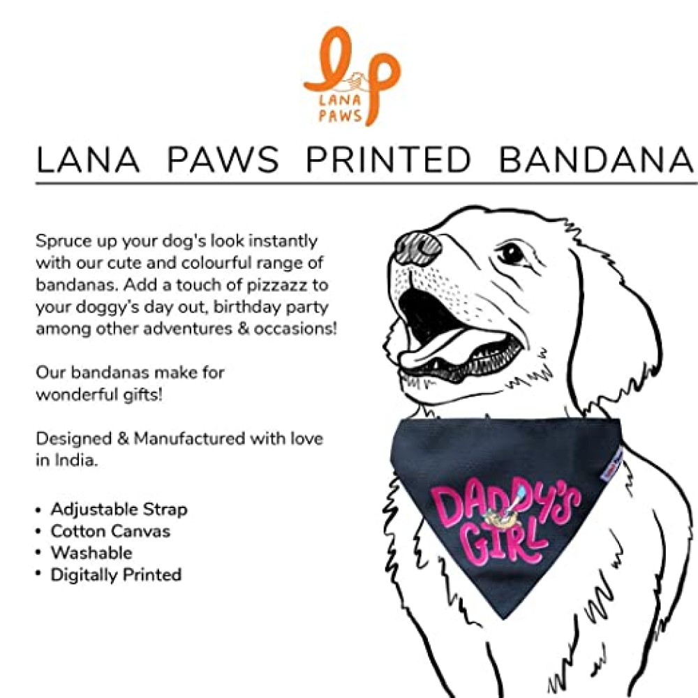 Lana Paws Daddys Girl Adjustable Dog Bandana/ Scarf