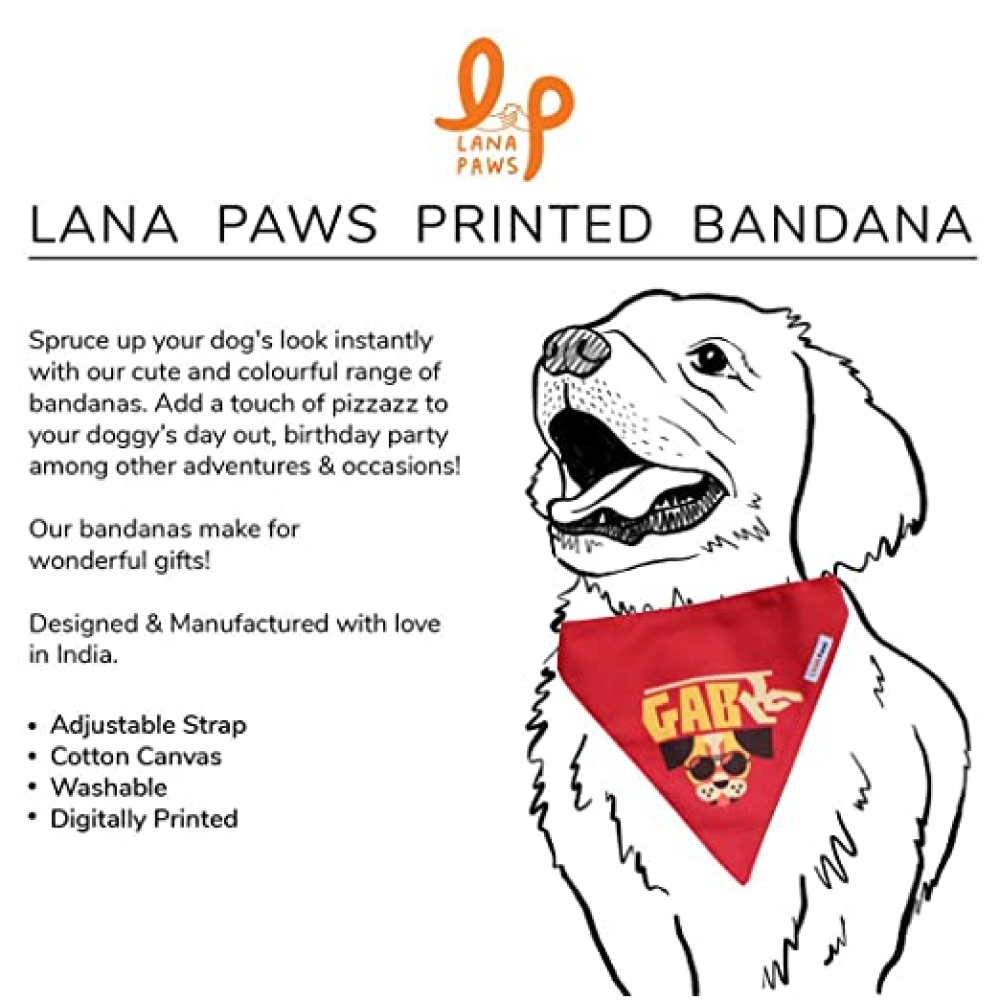 Lana Paws Gabru Adjustable Dog Bandana/ Scarf (Red)