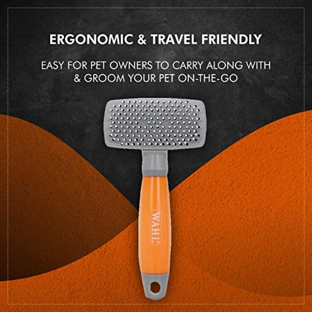 Wahl Self Cleaning Nylon Slicker Brush for Pets (Silver/Orange)