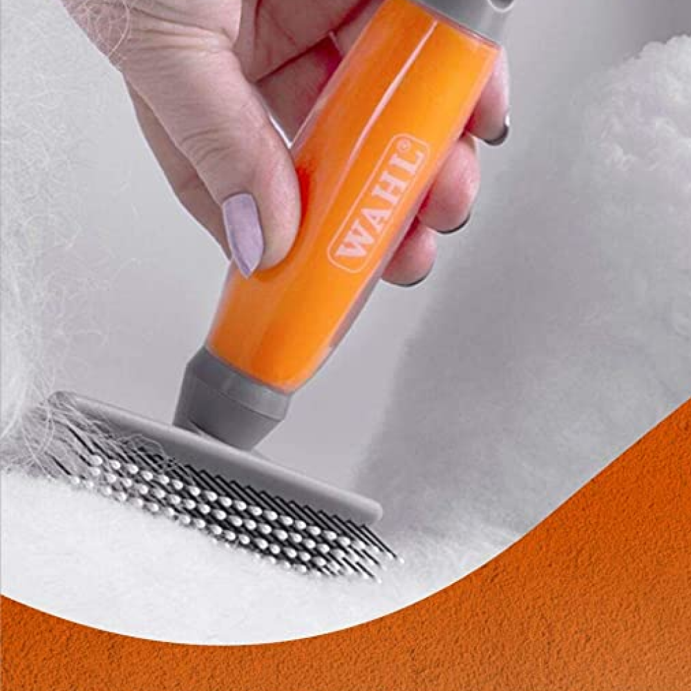 Wahl Self Cleaning Nylon Slicker Brush for Pets (Silver/Orange)