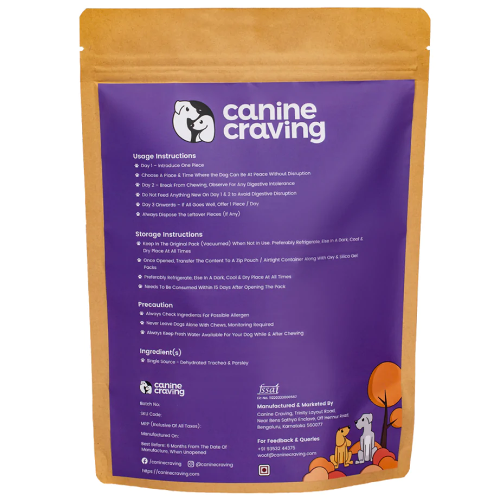 Canine Craving Dehydrated Grass-Fed Herb Lamb Trachea Dog Treat