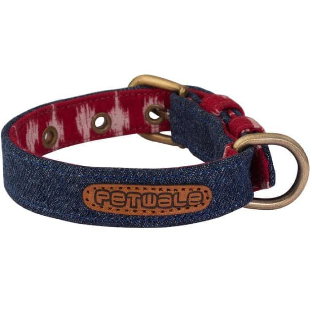 PetWale Fabric Belt Collar for Dogs (Blue Denim)