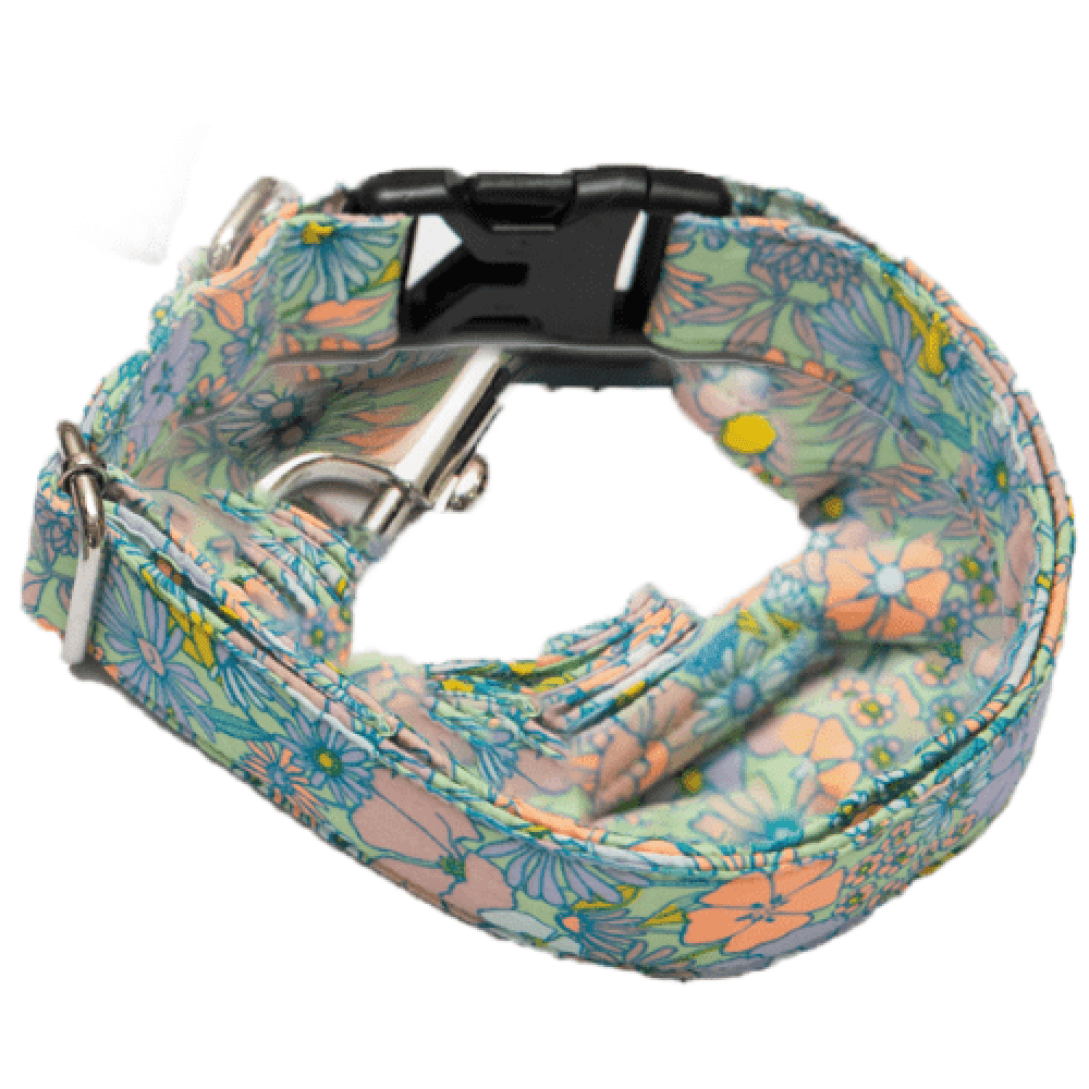 Pet And Parents (Namaste Pets) Multi Floral Upcycled Collar for Dogs