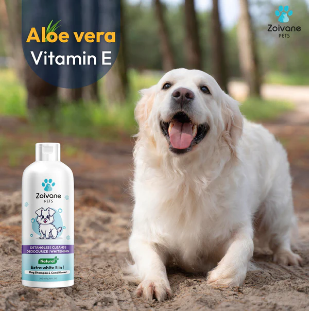 Zoivane Natural Extra White 5 in 1 Shampoo Conditioner for Dogs (Floral and Rosy)