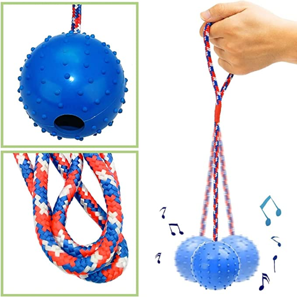 Emily Pets Rubber Ball with Rope Chew Toy for Dogs (Assorted)