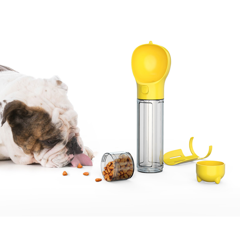 A Plus A Pets 4in1 Multi Functional Bottle With Water, Food, Poo Bags Storage & Poo Shovel for Dogs (Blue)