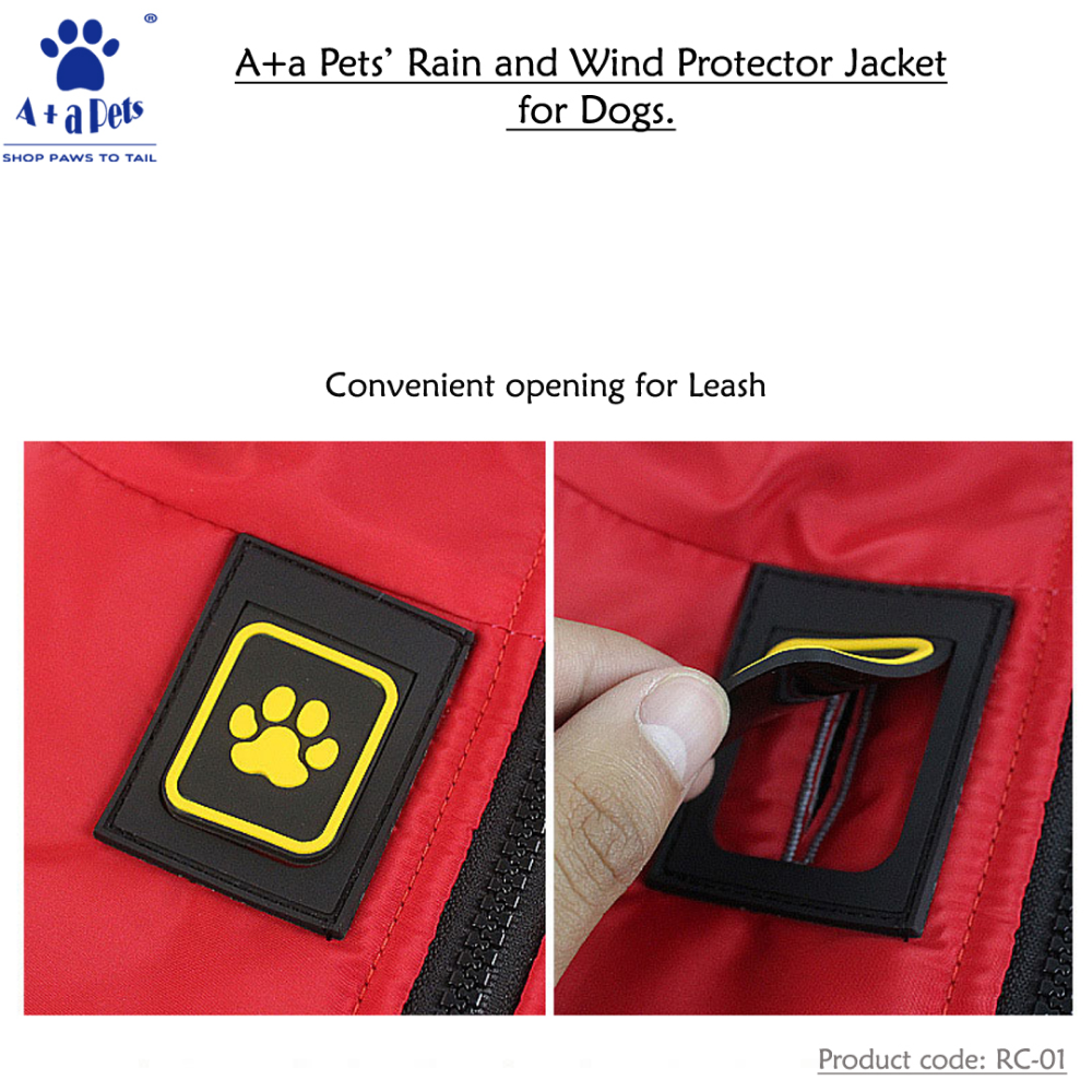 A Plus A Pets Luxurious Rain & Wind Protector Jacket For Dogs (Red)
