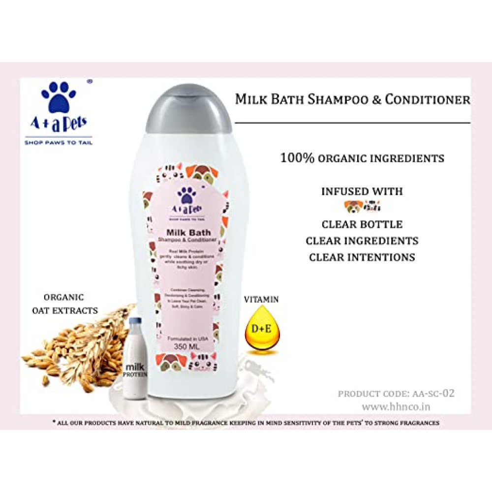A Plus A Pets Milk Bath Shampoo and Conditioner for Pets