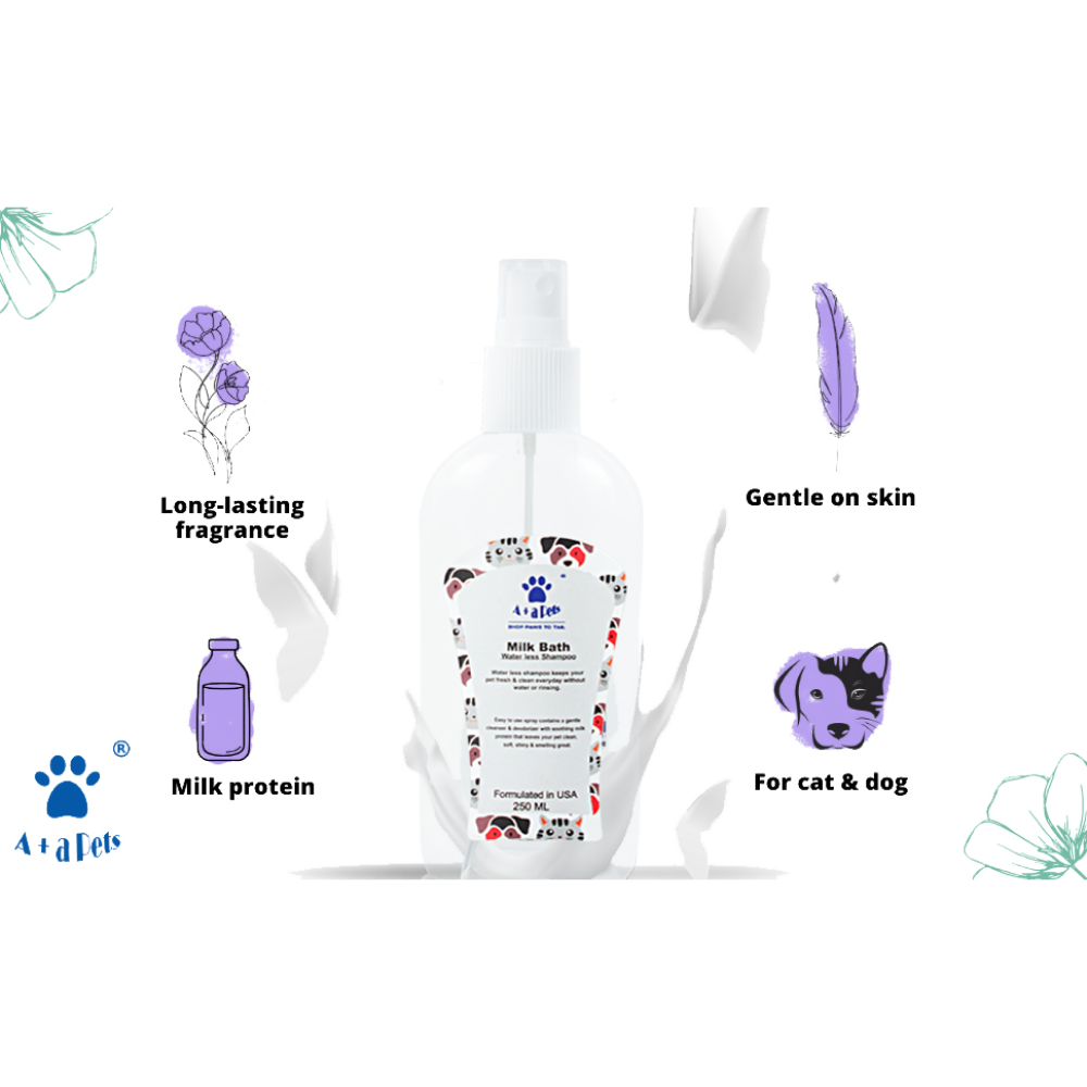 A Plus A Pets Milk Bath Water Less Shampoo for Pets (Dry Shampoo)