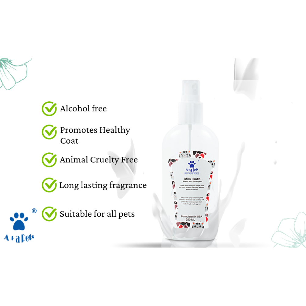 A Plus A Pets Milk Bath Water Less Shampoo for Pets (Dry Shampoo)