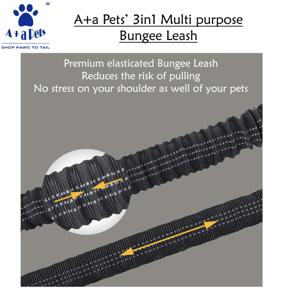 A Plus A Pets 3in1 Multi Purpose Bungee Leash for 2 Dogs (Green)