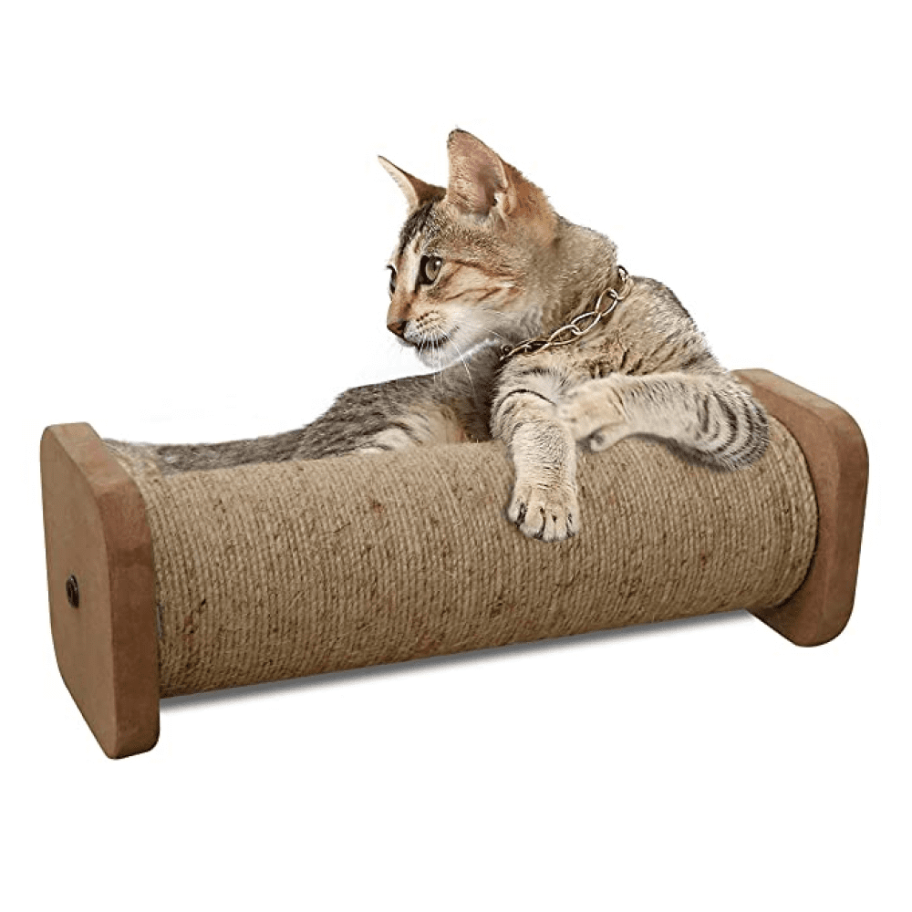 Hiputee Horizontal Single Sisal Rope Scratching, Playing Pole for Kittens and Cats (Grey)