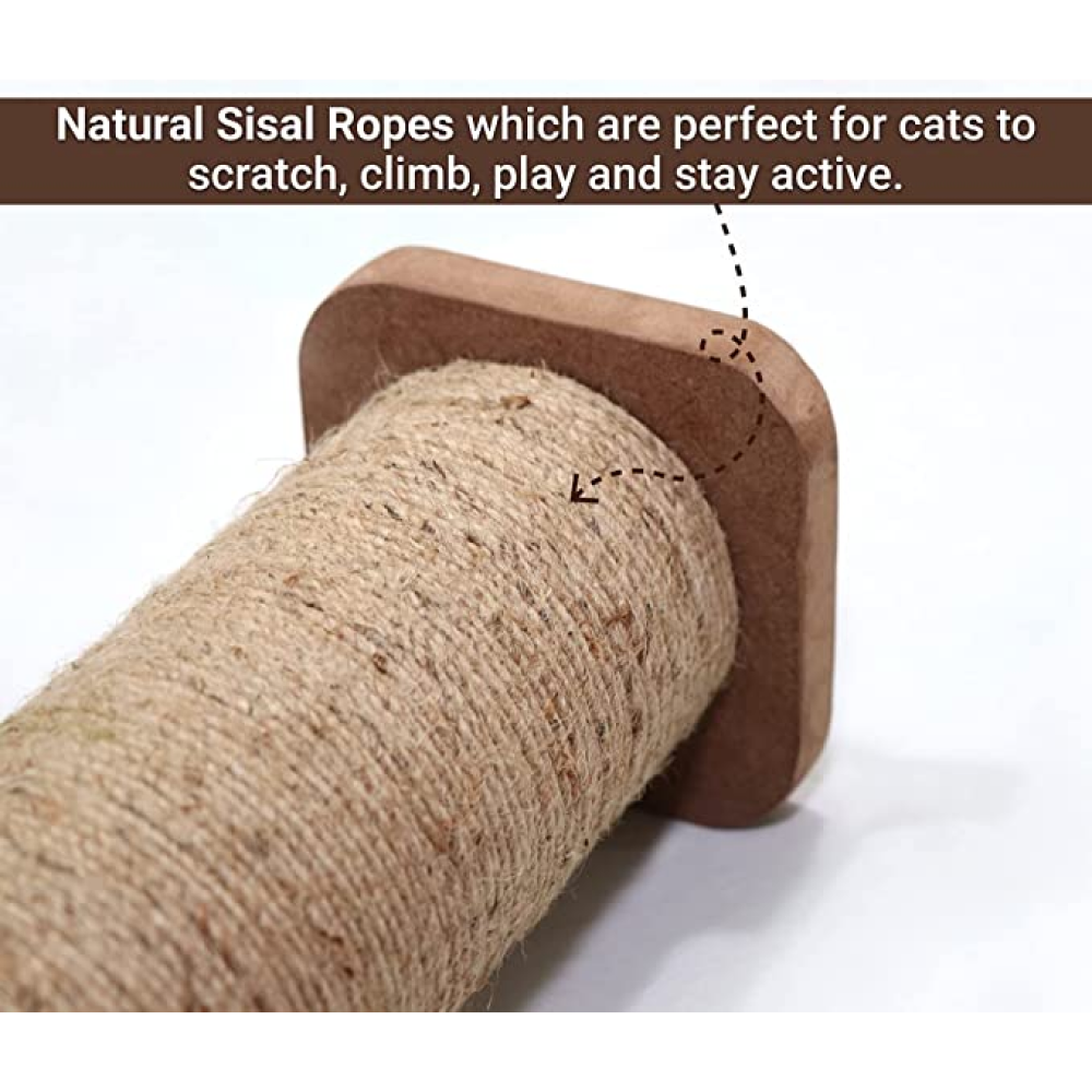 Hiputee Horizontal Single Sisal Rope Scratching, Playing Pole for Kittens and Cats (Grey)
