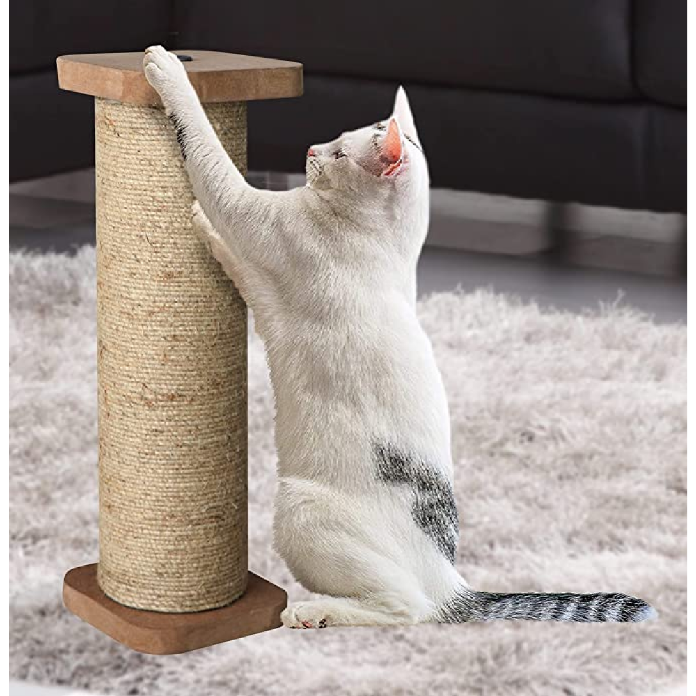 Hiputee Horizontal Single Sisal Rope Scratching, Playing Pole for Kittens and Cats (Grey)