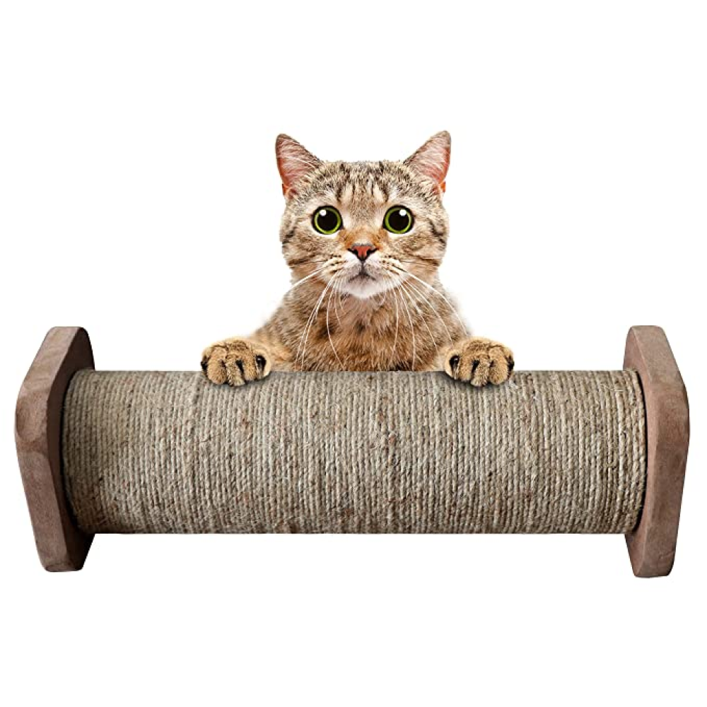Hiputee Horizontal Single Sisal Rope Scratching, Playing Pole for Kittens and Cats (Grey)