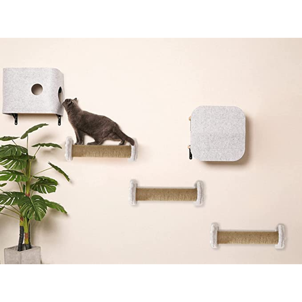 Hiputee Wall Hanging Scratching Post, Playing Activity Scratch Pole, Sisal/Jute Rope for Cats (Grey)