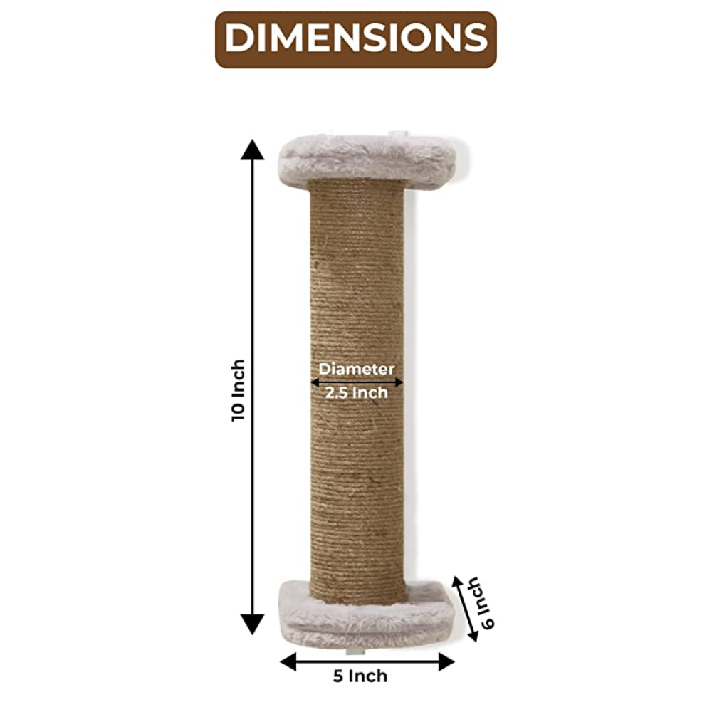 Hiputee Wall Hanging Scratching Post, Playing Activity Scratch Pole, Sisal/Jute Rope for Cats (Grey)