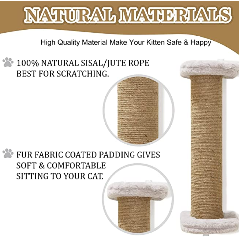 Hiputee Wall Hanging Scratching Post, Playing Activity Scratch Pole, Sisal/Jute Rope for Cats (Grey)