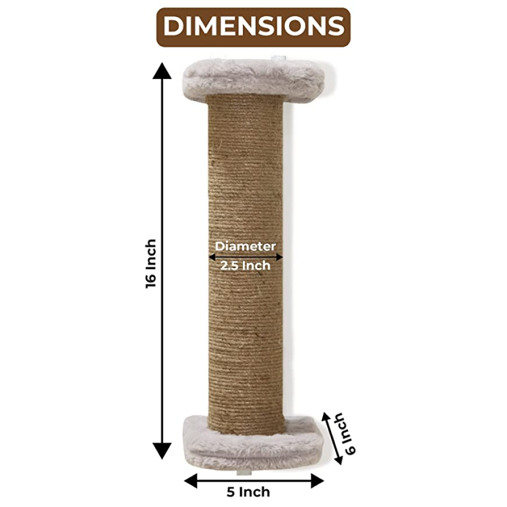Hiputee Wall Hanging Scratching Post, Playing Activity Scratch Pole, Sisal/Jute Rope for Cats (Grey)
