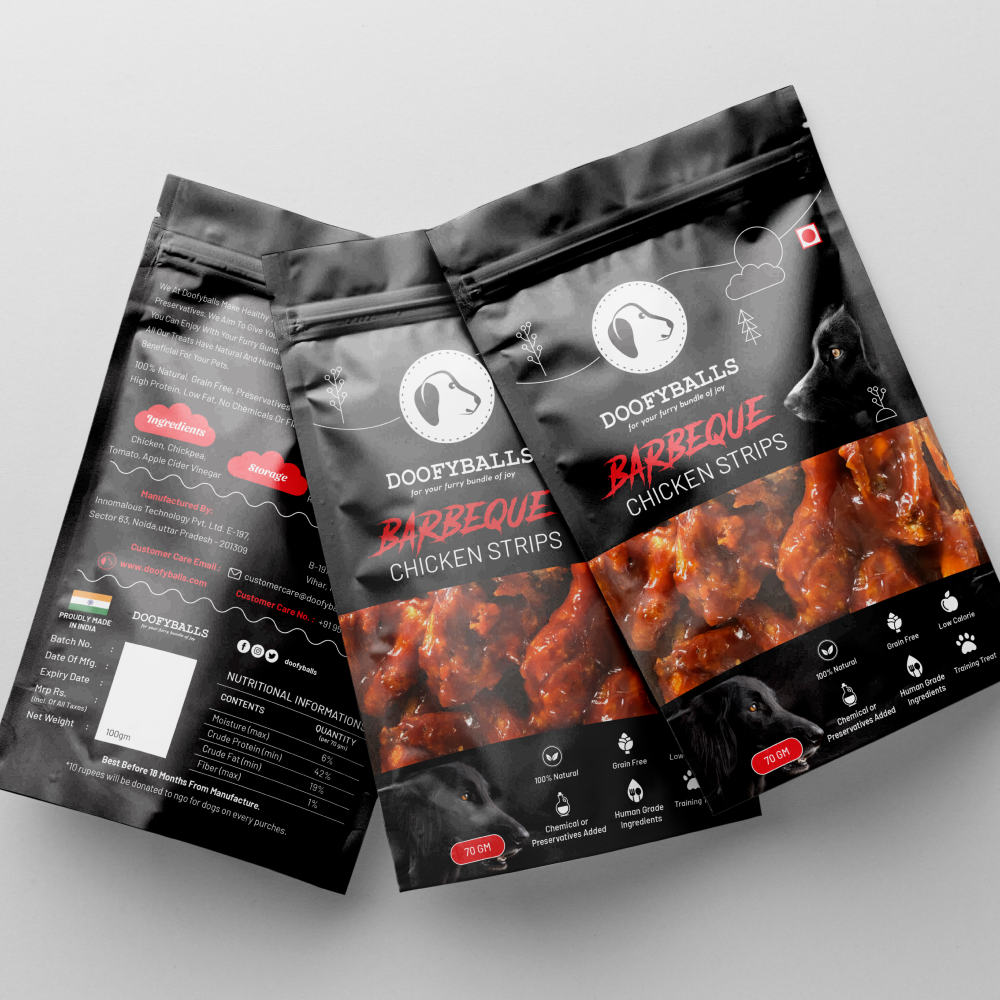 Doofyballs BBQ Chicken Strips Dog Treats