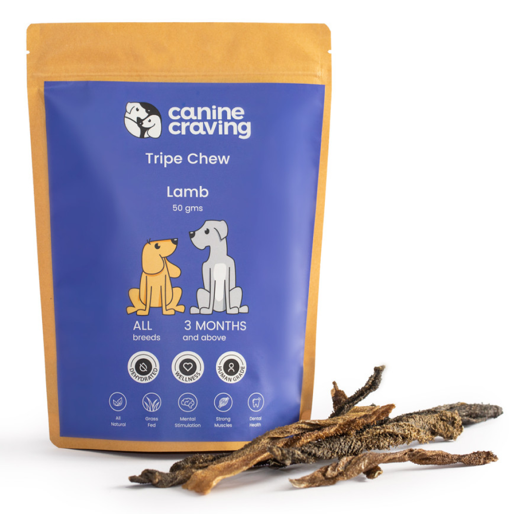 Canine Craving Dehydrated Grass-Fed Herb Lamb Tripe Dog Treats