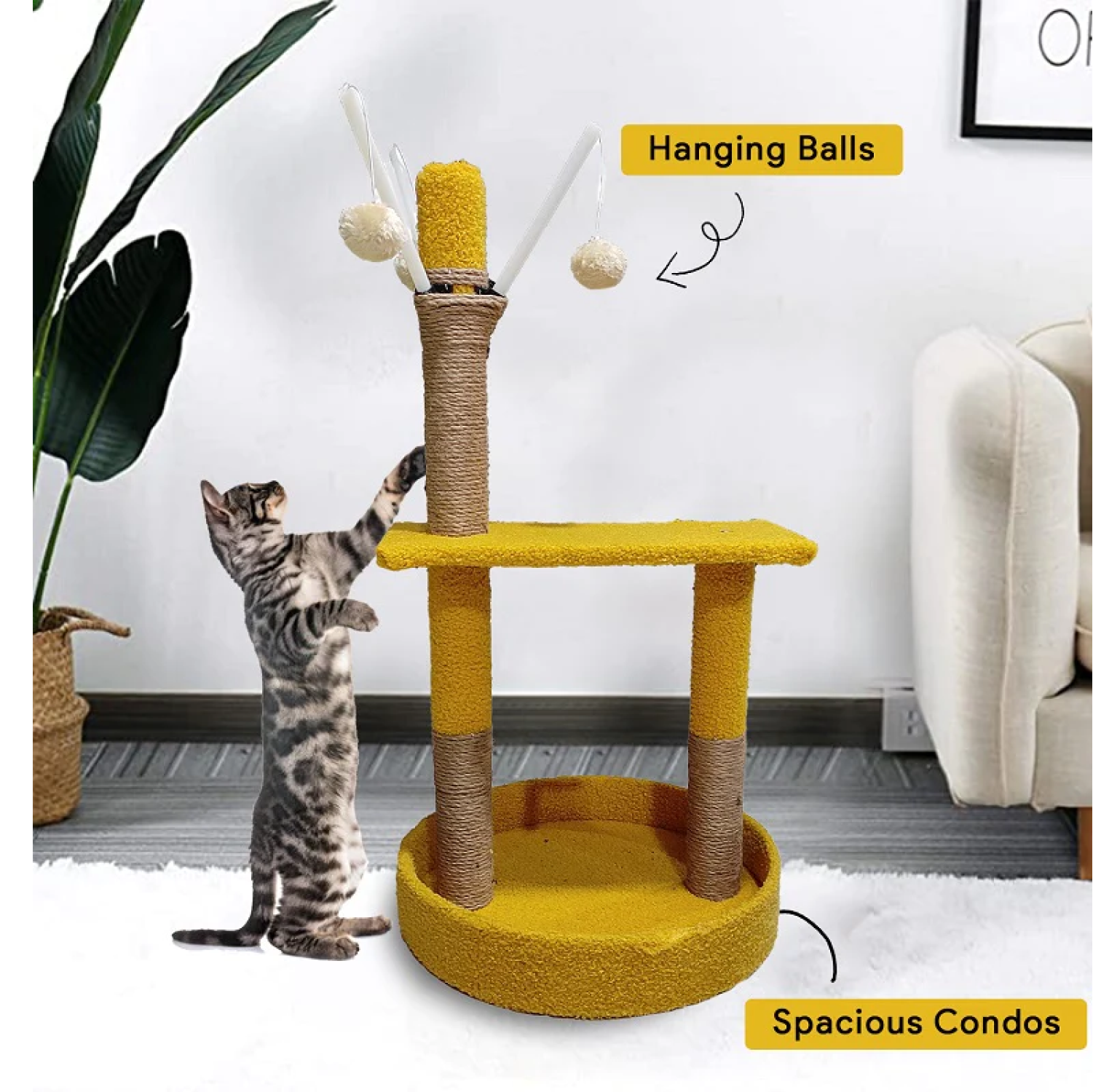 Goofy Tails Cat Tree Post with Toy for Cats