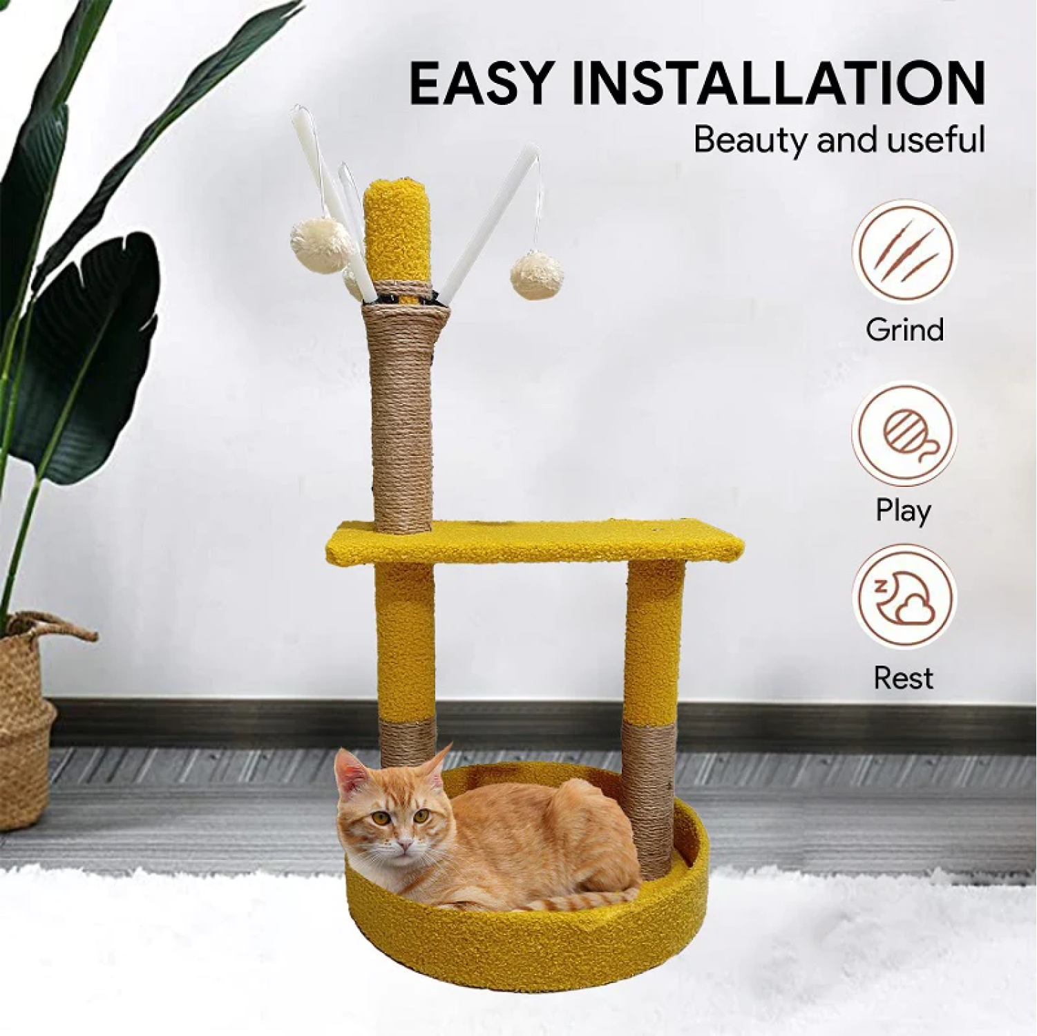 Goofy Tails Cat Tree Post with Toy for Cats