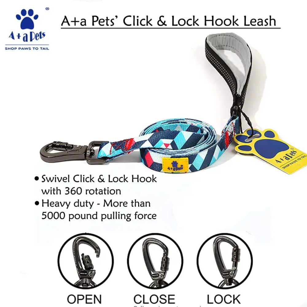 A Plus A Click & Lock Hook Geometric Design Leash for Dogs