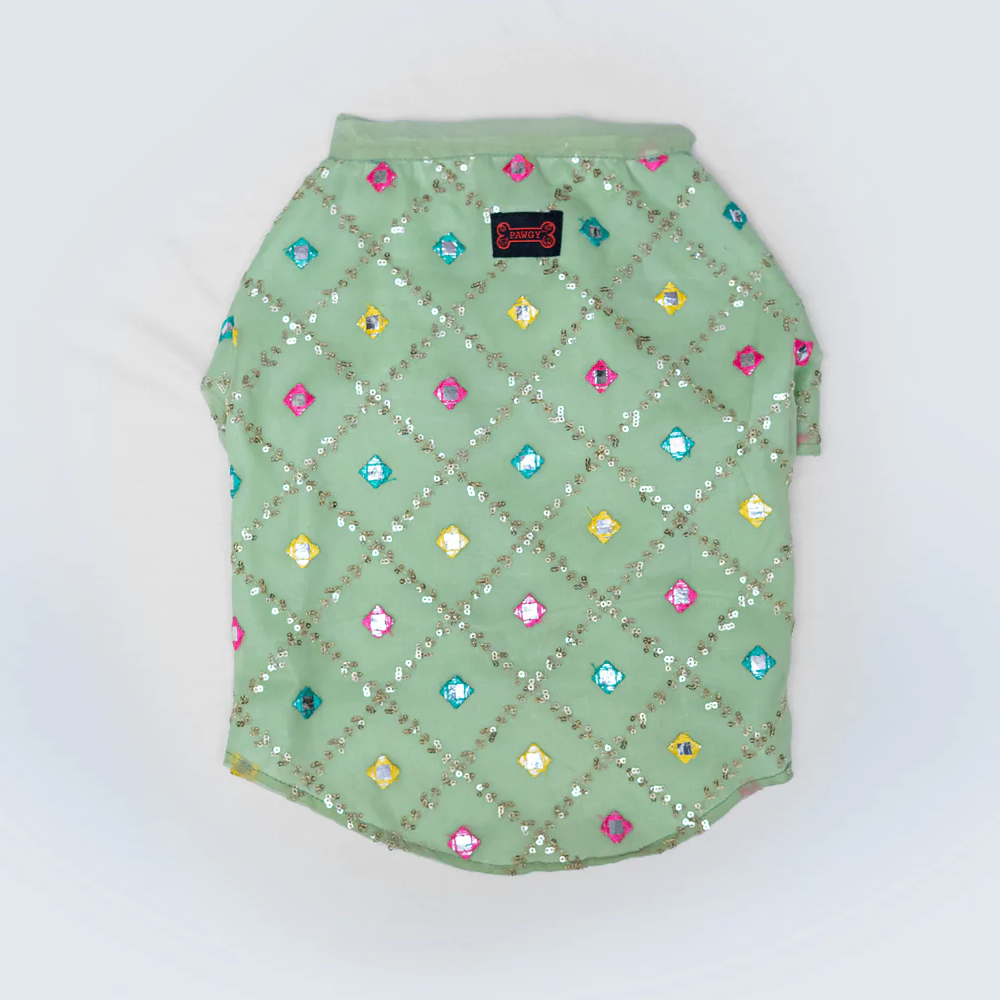 Pawgypets Festive Shirt for Pets (Pista Green)