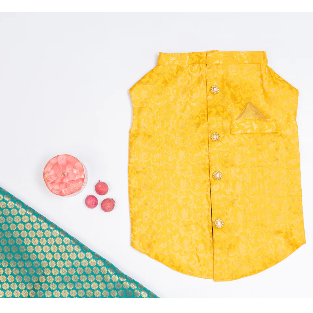 Pawgypets Sherwani for Pets (Yellow)