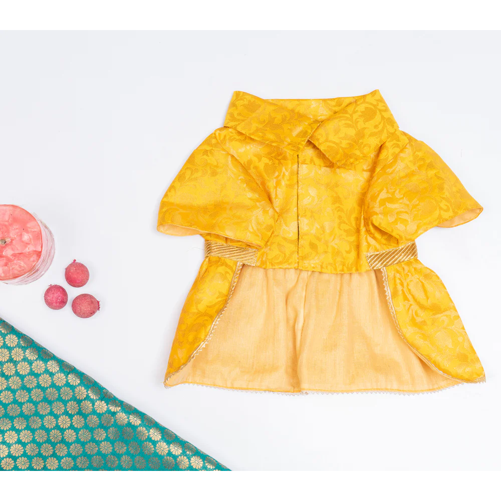 Pawgypets Occasion Wear Dress for Pets (Yellow)