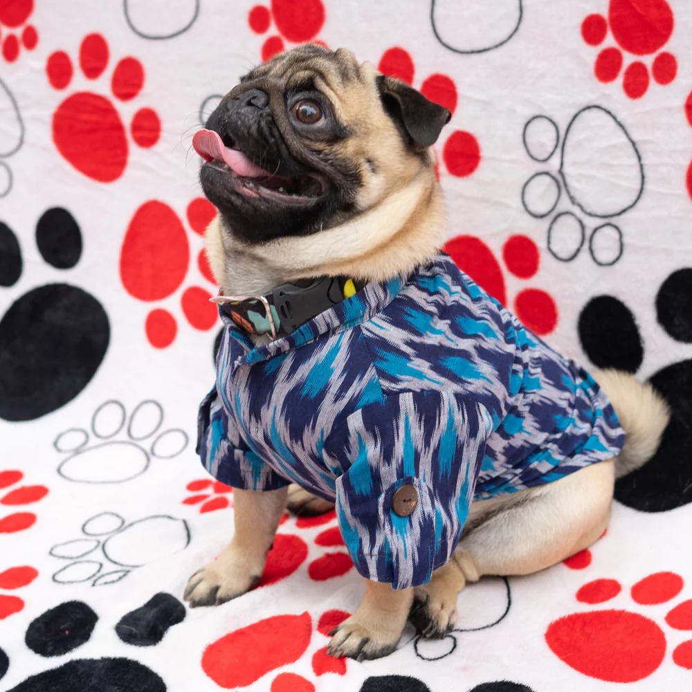 Pawgypets Ikkat Kurta for Pets (Blue)