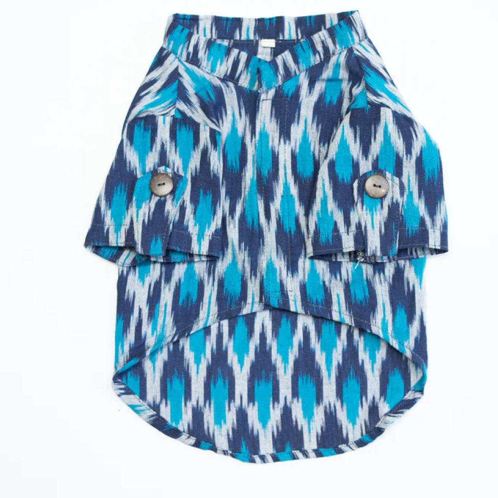 Pawgypets Ikkat Kurta for Pets (Blue)