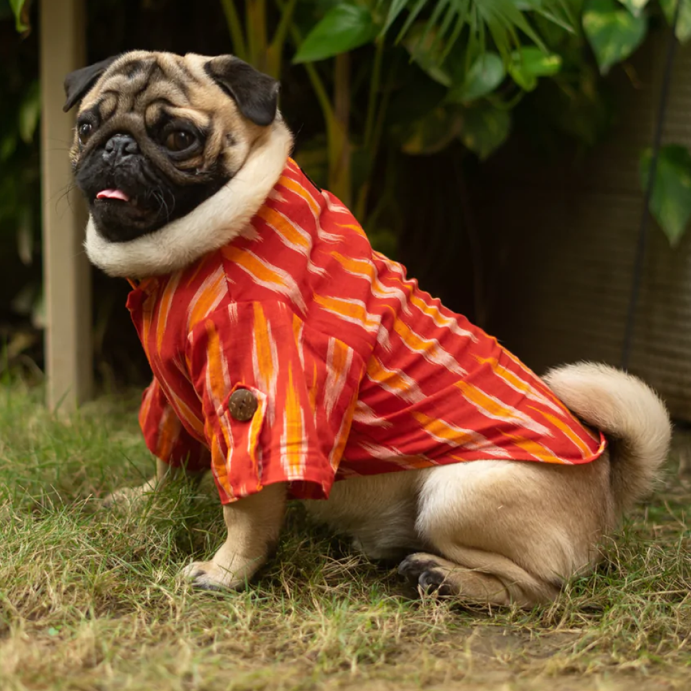 Pawgypets Ikkat Kurta for Pets (Red)