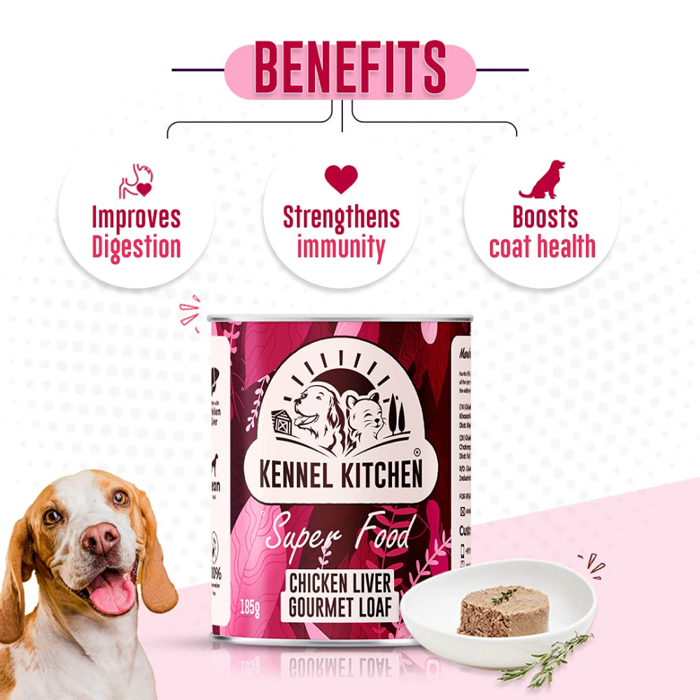 Kennel Kitchen Chicken Liver Gourmet Loaf Dog Wet Food for Adults & Puppies